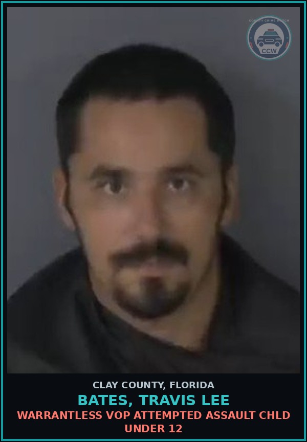 Booking mugshot of BATES, TRAVIS LEE in Clay County