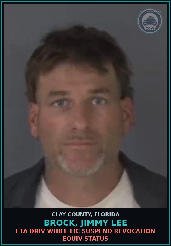 Booking mugshot of BROCK, JIMMY LEE in Clay County