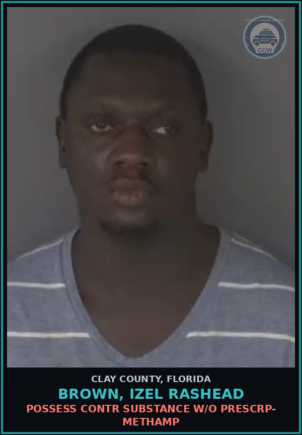 Booking mugshot of BROWN, IZEL RASHEAD in Clay County