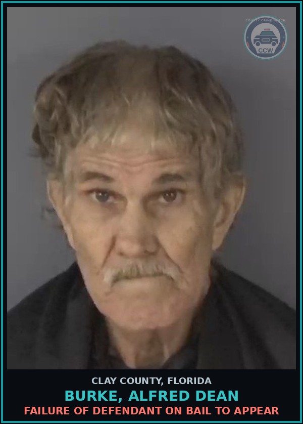 Booking mugshot of BURKE, ALFRED DEAN in Clay County
