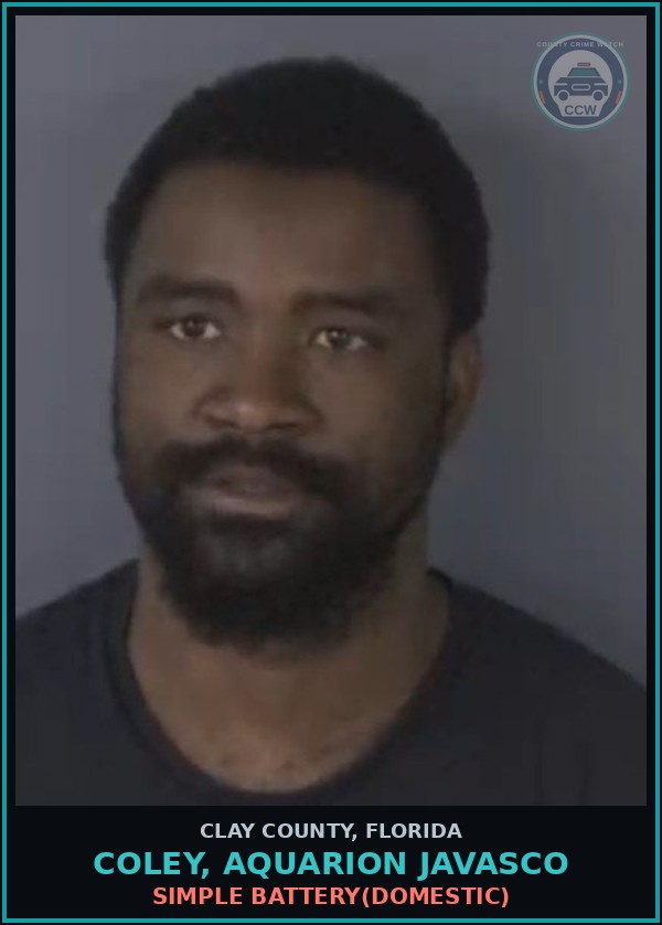 Booking mugshot of COLEY, AQUARION JAVASCO in Clay County