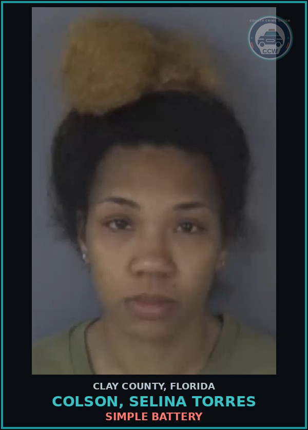 Booking mugshot of COLSON, SELINA TORRES in Clay County