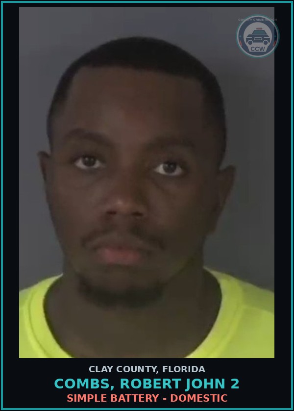 Booking mugshot of COMBS, ROBERT JOHN 2 in Clay County