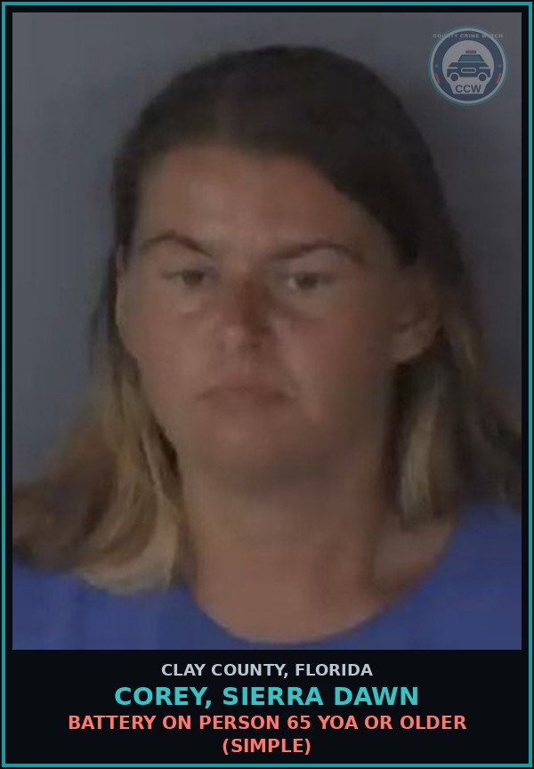 Booking mugshot of COREY, SIERRA DAWN in Clay County