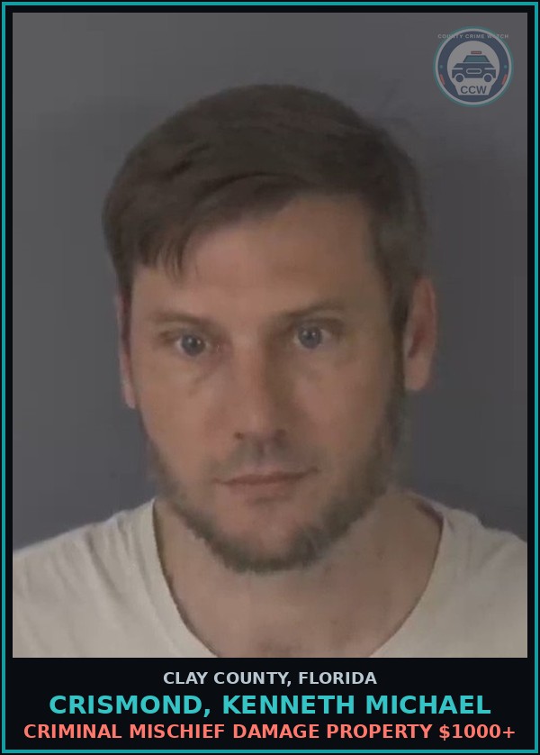 Booking mugshot of CRISMOND, KENNETH MICHAEL in Clay County