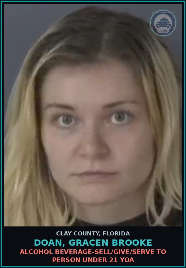 Booking mugshot of DOAN, GRACEN BROOKE in Clay County