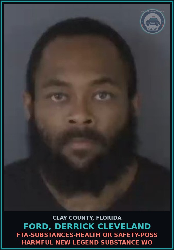 Booking mugshot of FORD, DERRICK CLEVELAND in Clay County