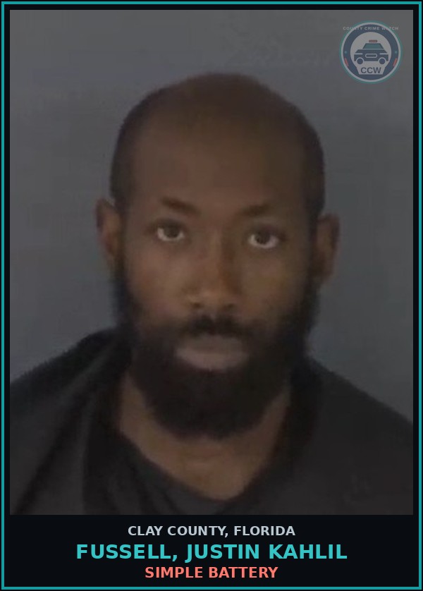Booking mugshot of FUSSELL, JUSTIN KAHLIL in Clay County