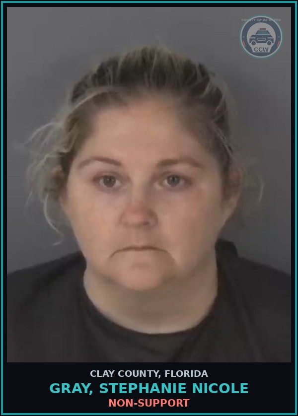 Booking mugshot of GRAY, STEPHANIE NICOLE in Clay County