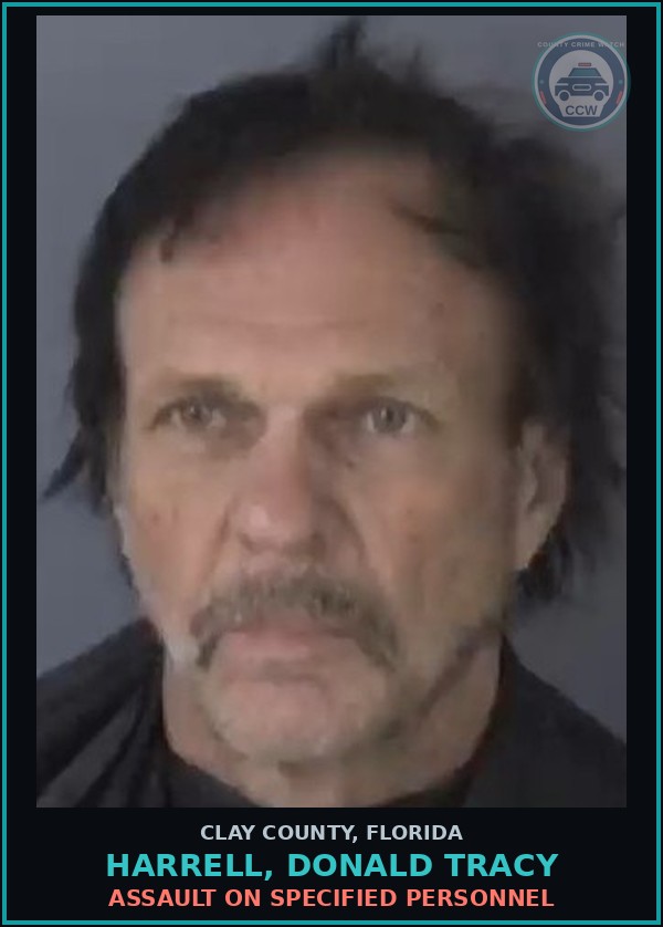 Booking mugshot of HARRELL, DONALD TRACY in Clay County