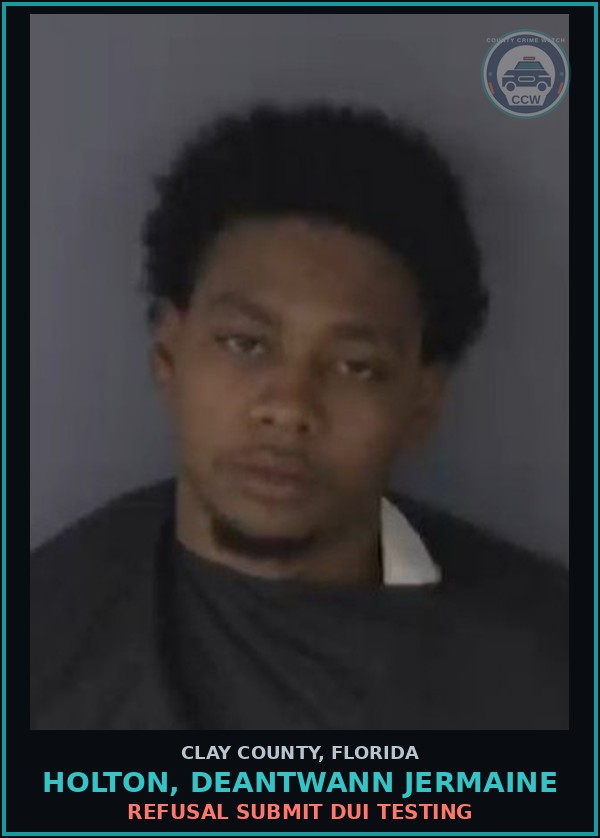 Booking mugshot of HOLTON, DEANTWANN JERMAINE in Clay County