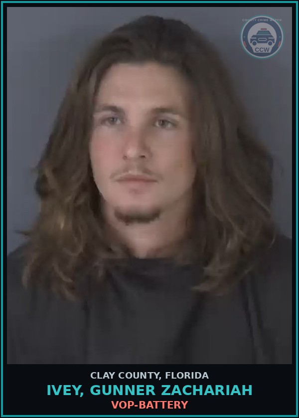 Booking mugshot of IVEY, GUNNER ZACHARIAH in Clay County