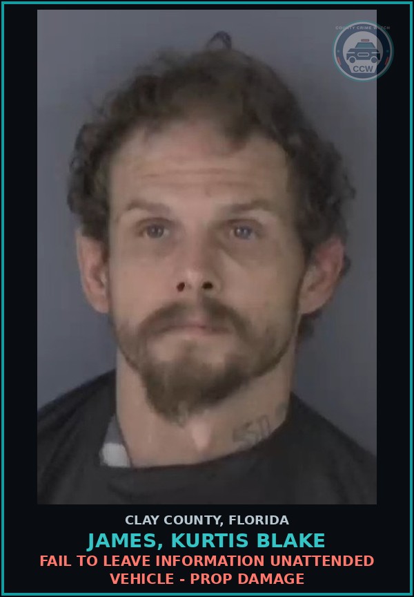 Booking mugshot of JAMES, KURTIS BLAKE in Clay County