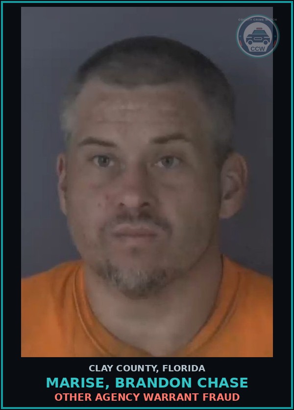Booking mugshot of MARISE, BRANDON CHASE in Clay County