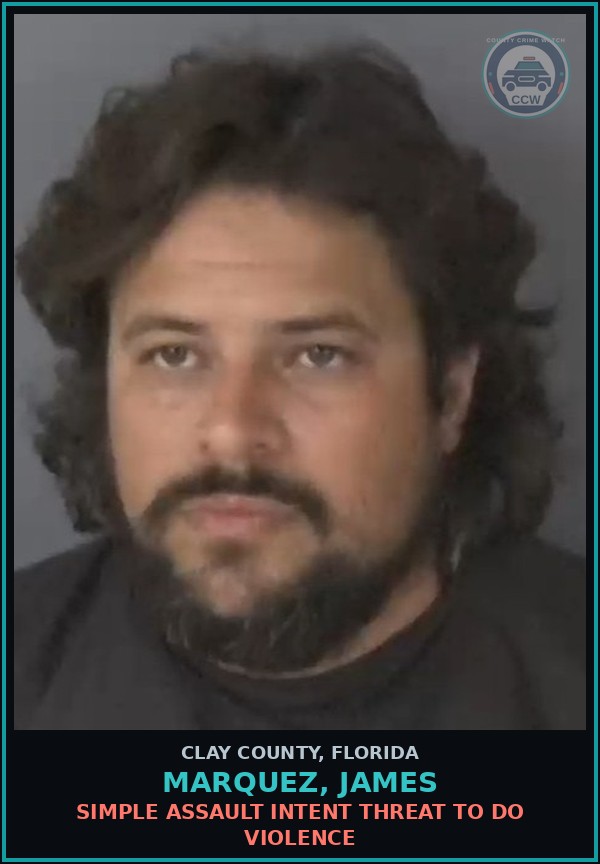 Booking mugshot of MARQUEZ, JAMES in Clay County