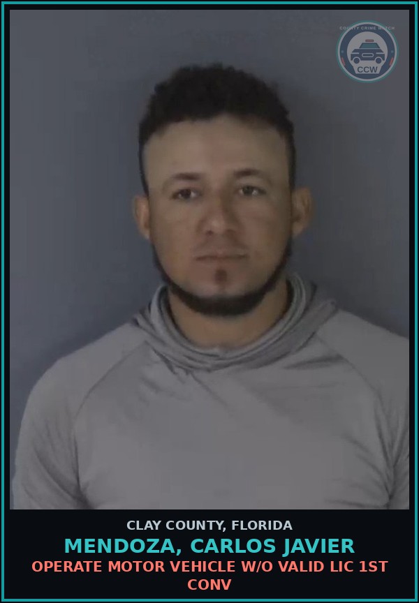 Booking mugshot of MENDOZA, CARLOS JAVIER in Clay County