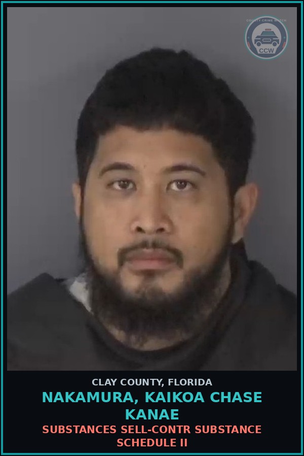 Booking mugshot of NAKAMURA, KAIKOA CHASE KANAE in Clay County