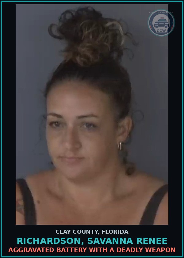 Booking mugshot of RICHARDSON, SAVANNA RENEE in Clay County