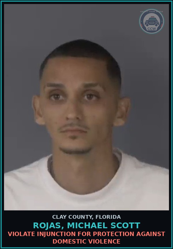 Booking mugshot of ROJAS, MICHAEL SCOTT in Clay County