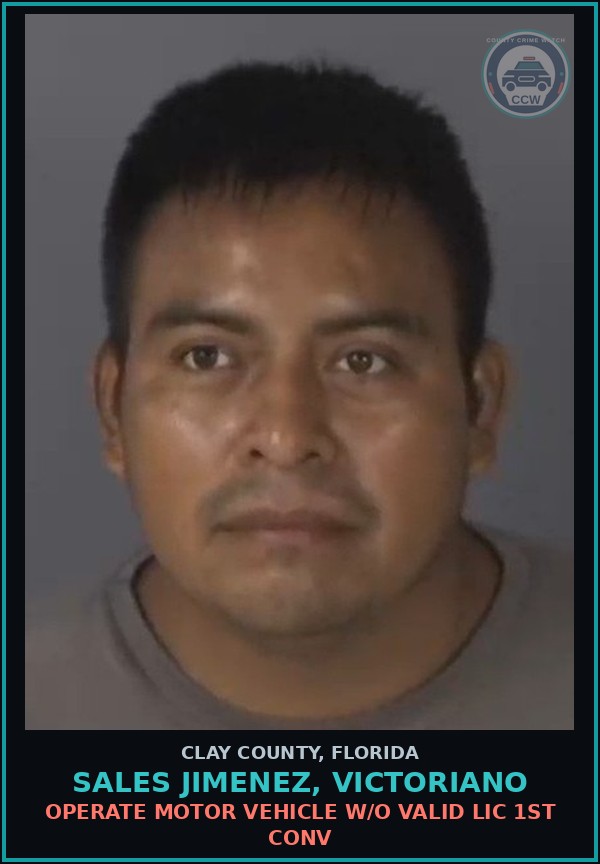 Booking mugshot of SALES JIMENEZ, VICTORIANO in Clay County