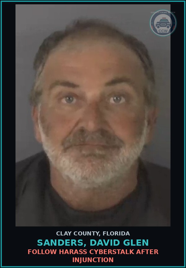Booking mugshot of SANDERS, DAVID GLEN in Clay County