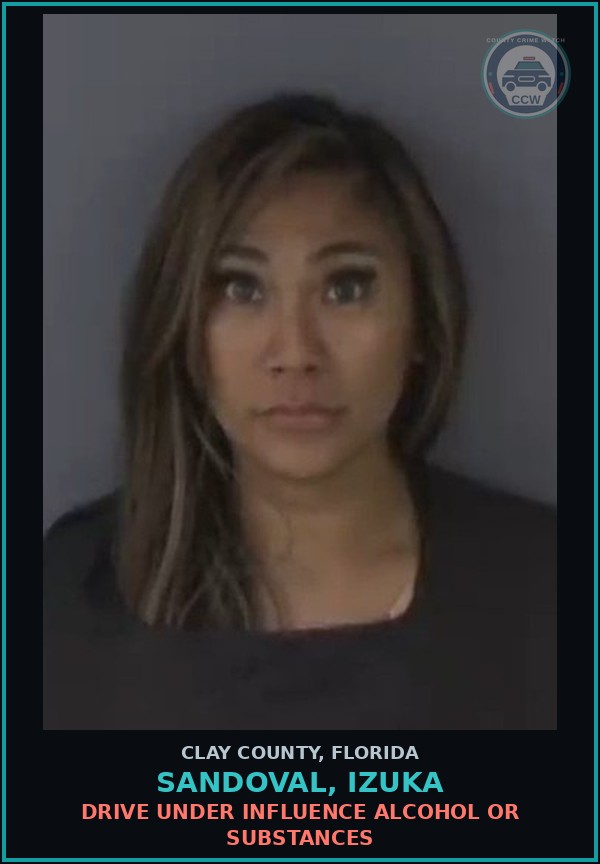 Booking mugshot of SANDOVAL, IZUKA in Clay County