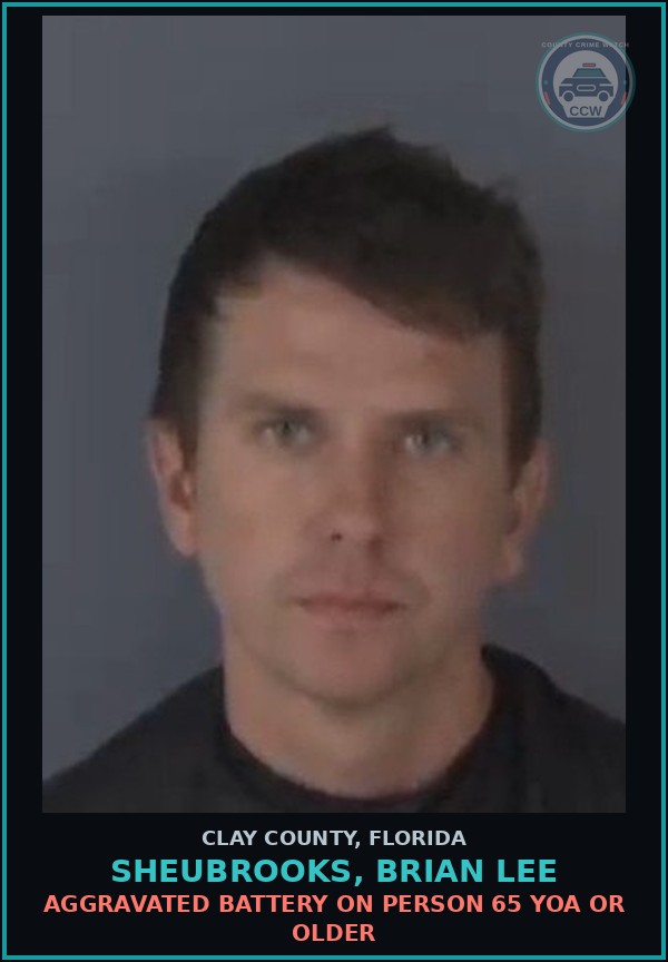 Booking mugshot of SHEUBROOKS, BRIAN LEE in Clay County