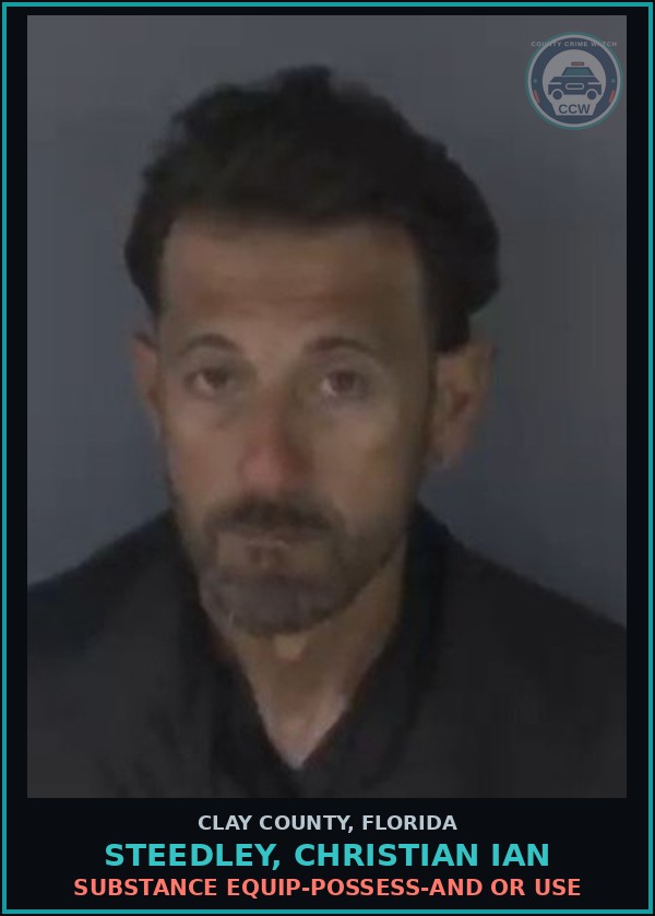 Booking mugshot of STEEDLEY, CHRISTIAN IAN in Clay County