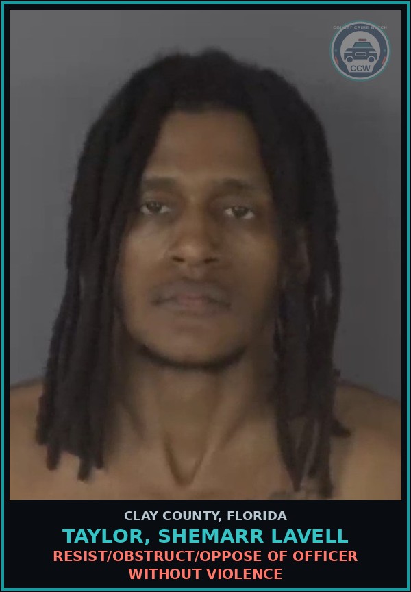 Booking mugshot of TAYLOR, SHEMARR LAVELL in Clay County