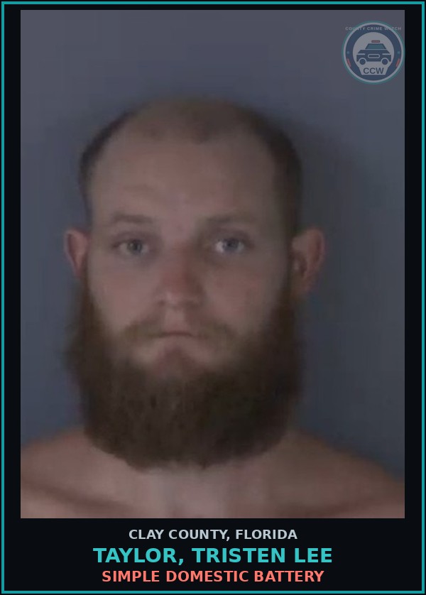 Booking mugshot of TAYLOR, TRISTEN LEE in Clay County