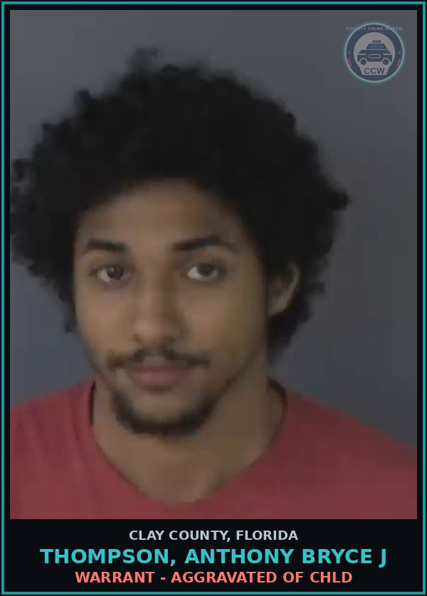 Booking mugshot of THOMPSON, ANTHONY BRYCE J in Clay County