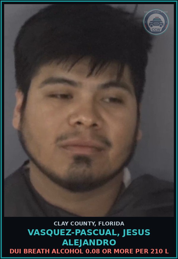 Booking mugshot of VASQUEZ-PASCUAL, JESUS ALEJANDRO in Clay County