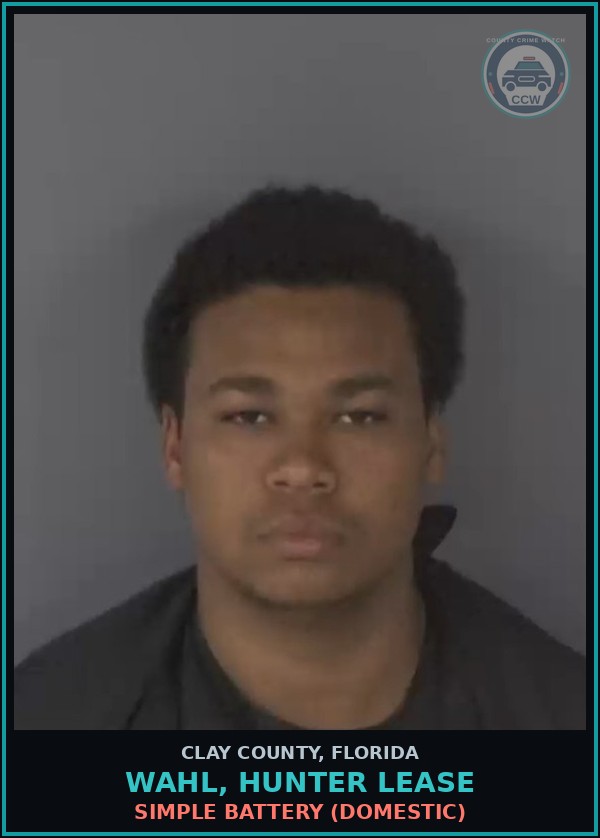 Booking mugshot of WAHL, HUNTER LEASE in Clay County