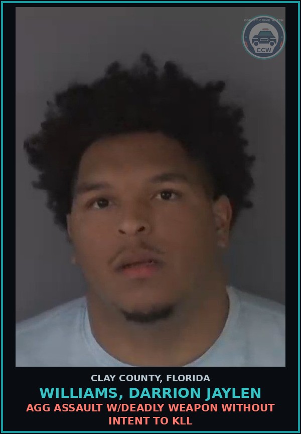 Booking mugshot of WILLIAMS, DARRION JAYLEN in Clay County