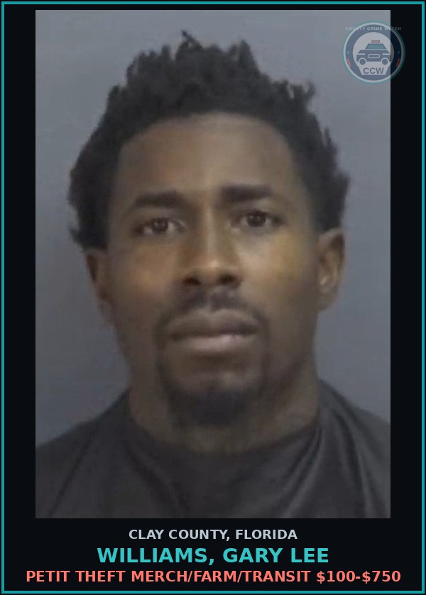 Booking mugshot of WILLIAMS, GARY LEE in Clay County