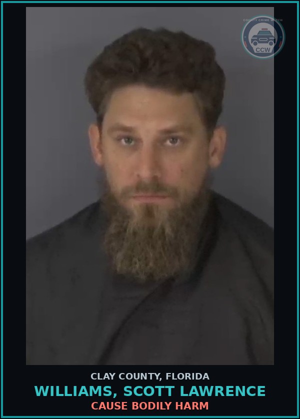Booking mugshot of WILLIAMS, SCOTT LAWRENCE in Clay County