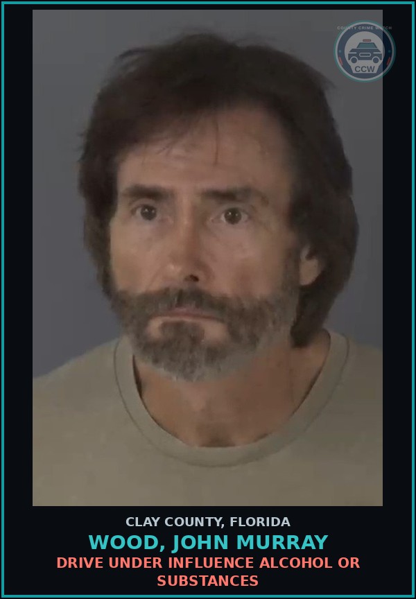 Booking mugshot of WOOD, JOHN MURRAY in Clay County