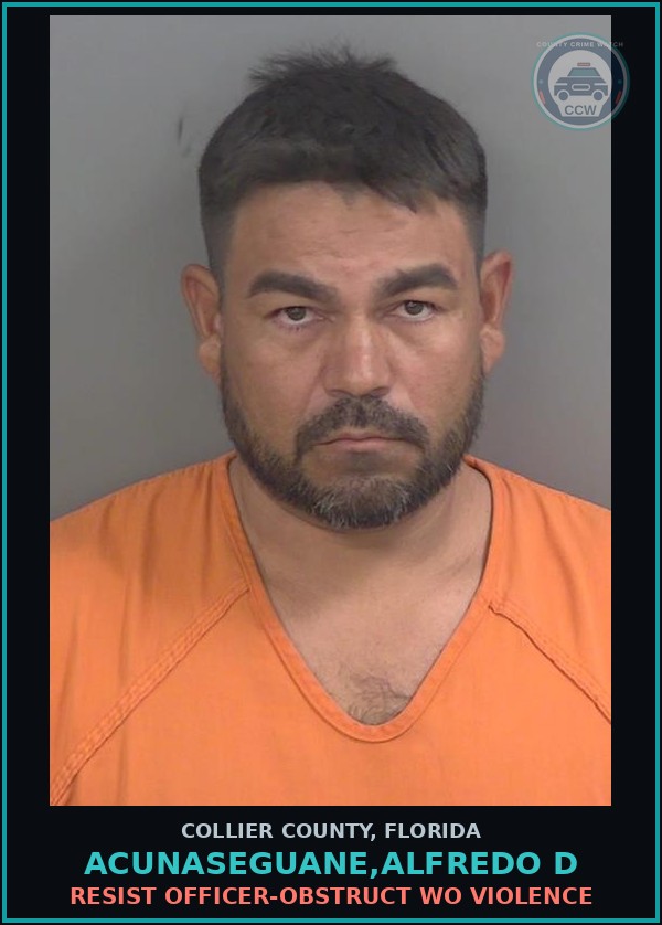Booking mugshot of ACUNASEGUANE,ALFREDO D in Collier County