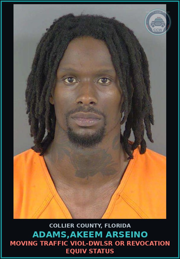 Booking mugshot of ADAMS,AKEEM ARSEINO in Collier County
