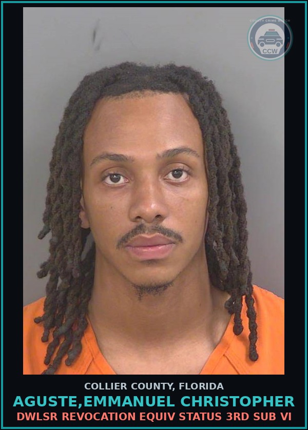 Booking mugshot of AGUSTE,EMMANUEL CHRISTOPHER in Collier County