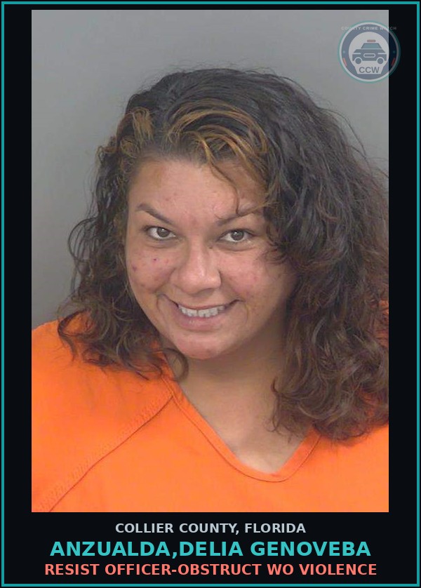 Booking mugshot of ANZUALDA,DELIA GENOVEBA in Collier County
