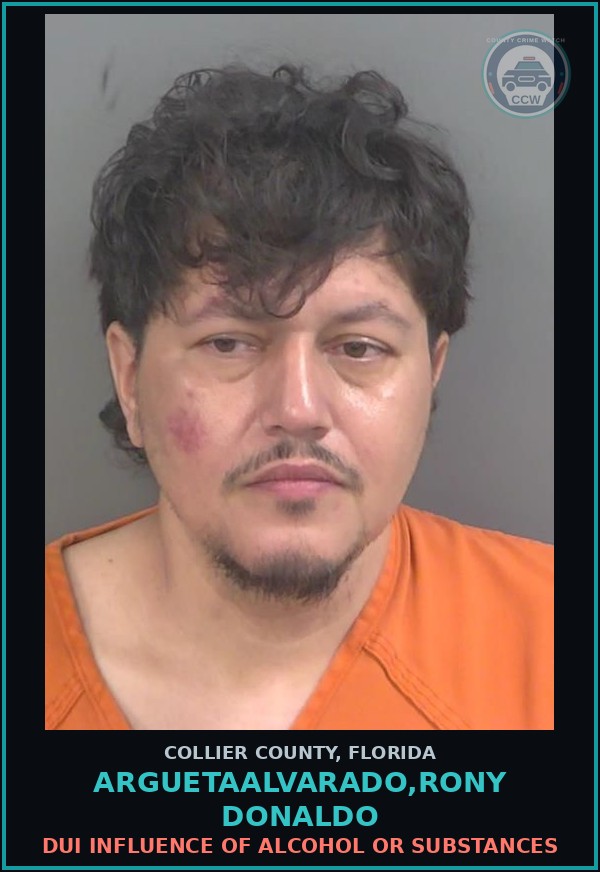 Booking mugshot of ARGUETAALVARADO,RONY DONALDO in Collier County