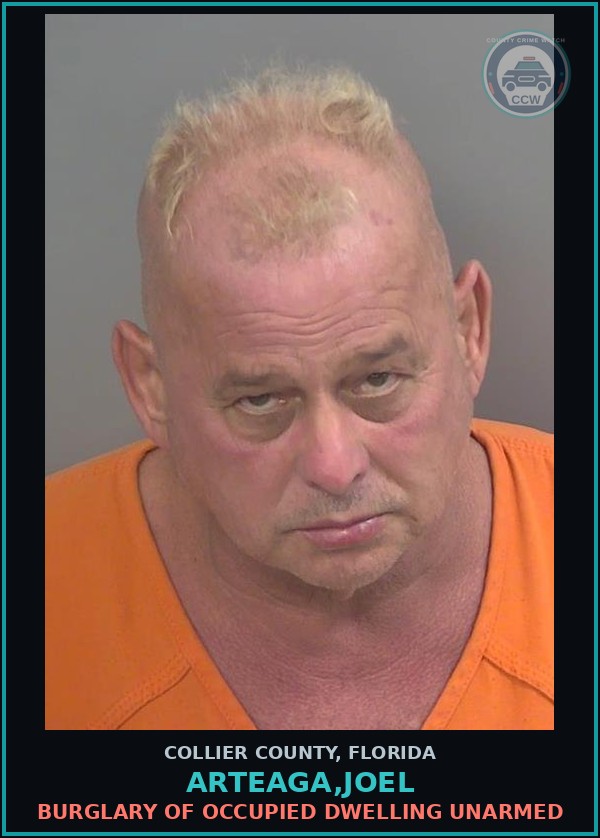 Booking mugshot of ARTEAGA,JOEL in Collier County