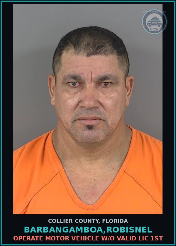 Booking mugshot of BARBANGAMBOA,ROBISNEL in Collier County