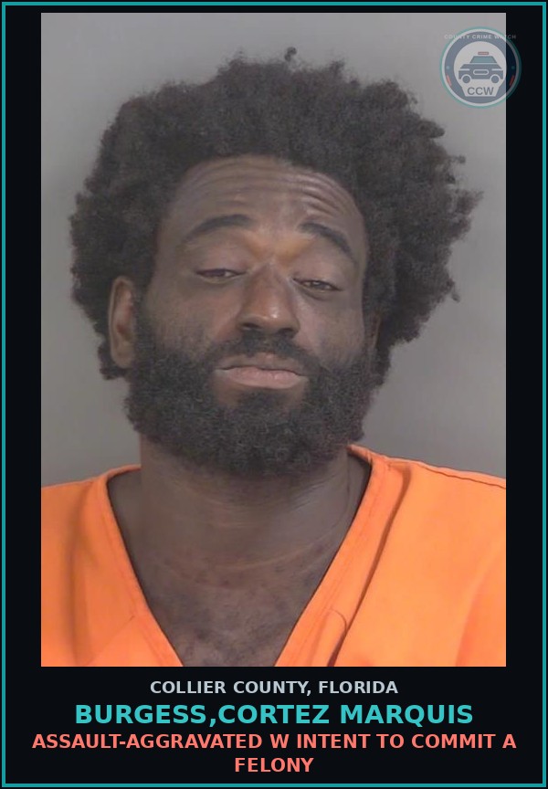 Booking mugshot of BURGESS,CORTEZ MARQUIS in Collier County