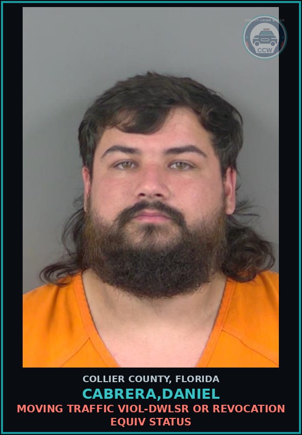 Booking mugshot of CABRERA,DANIEL in Collier County