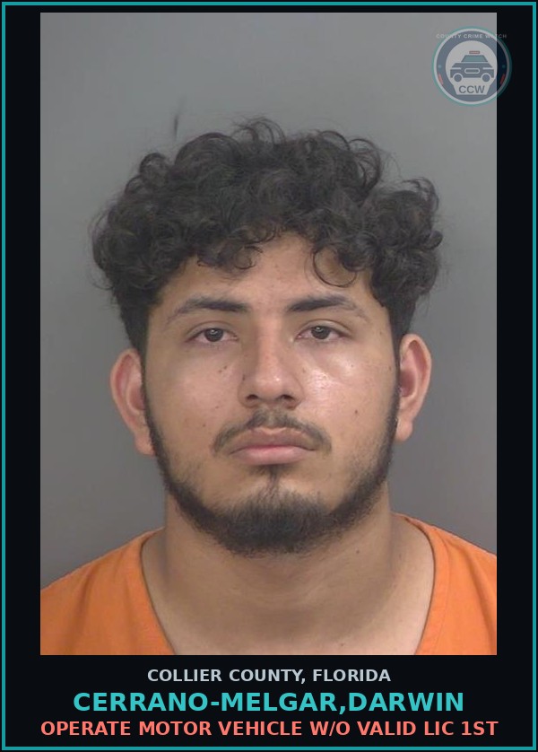 Booking mugshot of CERRANO-MELGAR,DARWIN in Collier County