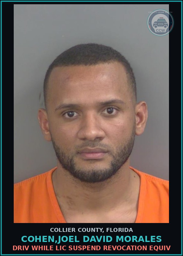 Booking mugshot of COHEN,JOEL DAVID MORALES in Collier County
