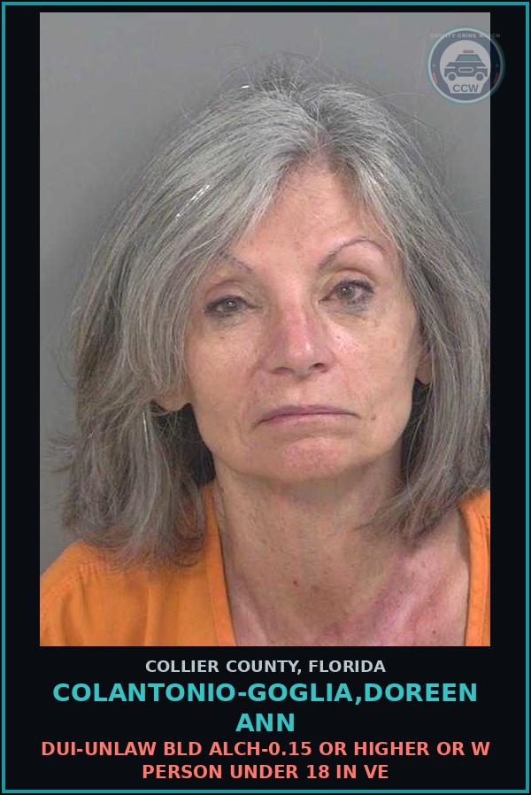 Booking mugshot of COLANTONIO-GOGLIA,DOREEN ANN in Collier County