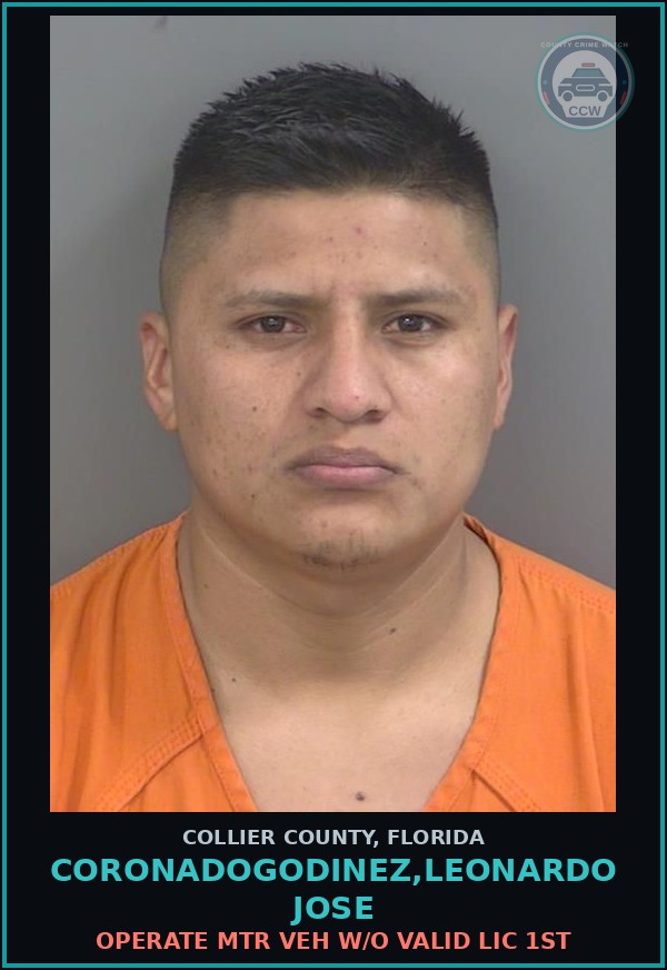 Booking mugshot of CORONADOGODINEZ,LEONARDO JOSE in Collier County
